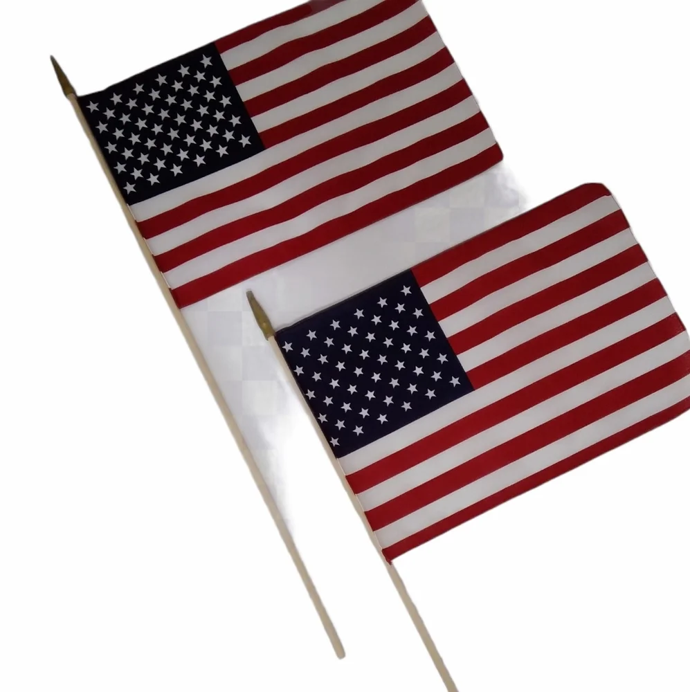 God Bless America Flags American Flag 2 Pc Set Patriotic USA Bundle Lot Red Blue